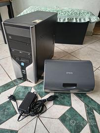Unità centrale computer desktop + stampante