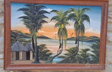 Dipinto originale africano con cornice