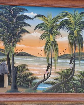 Dipinto originale africano con cornice
