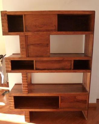 Libreria etnica indiana in legno palissandro