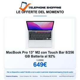MacBook Pro 13” M2 con Touch Bar 8/256GB Batteria