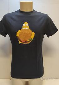 T-Shirt Blu Navy tg. L con stampa Homer Simpson