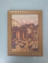G. Carlini dipinto olio su legno 