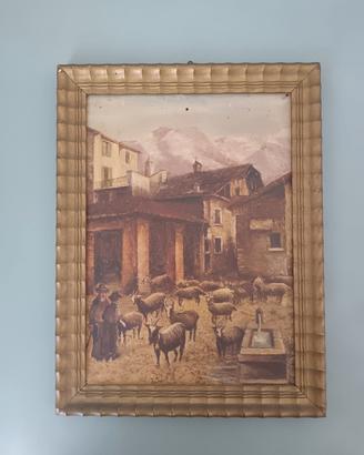 G. Carlini dipinto olio su legno 