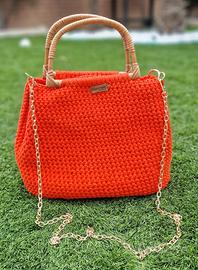 Borsa a uncinetto arancione in cotone 