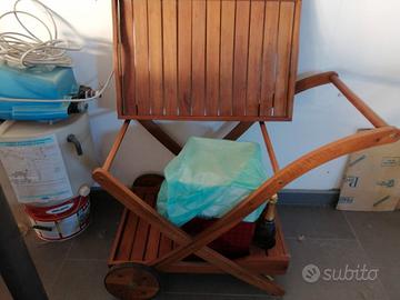 Carrello porta bibite da giardino in legno