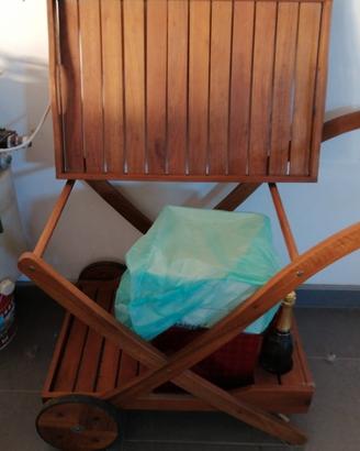 Carrello porta bibite da giardino in legno