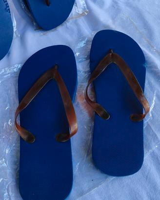 3 paia di ciabatte infradito NUOVE blu e marrone 