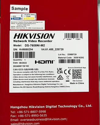 Hikvision DS-7608NI-M2 – NVR 8 Canali PoE/Network