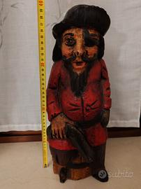 scultura legno porta bottiglie vintage 