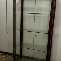 Vetrina tavolo specchio in legno e vetro