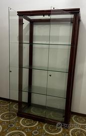 Vetrina tavolo specchio in legno e vetro