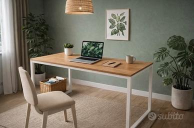Scrivania legno chiaro e metallo