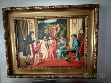 Grande dipinto firmato J. F. Moreno – Scena galant