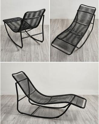 Sedia Chaise Longue a Dondolo Nera - Nuova