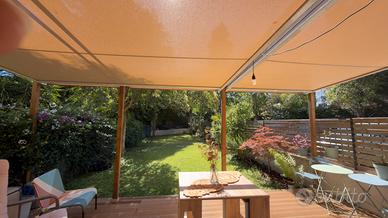 Splendida pergola in legno + tende motorizzate KE