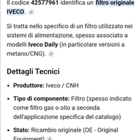 Filtri metano per iveco Daily