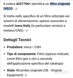 Filtri metano per iveco Daily