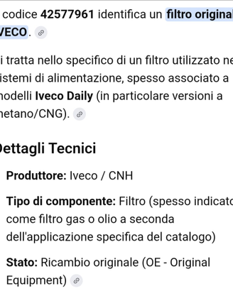 Filtri metano per iveco Daily