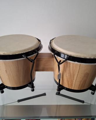 BONGOS 6"-7" IN LEGNO CON PELLI NATURALI