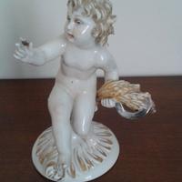 Statuetta Ceramica Capodimonte fanciullo con grano
