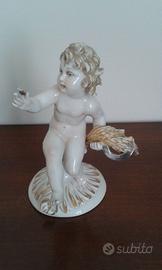 Statuetta Ceramica Capodimonte fanciullo con grano