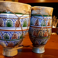 Bongo in ceramica e pelle vera