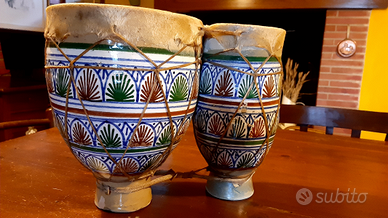 Bongo in ceramica e pelle vera