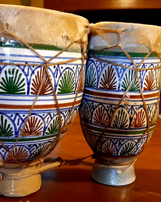 Bongo in ceramica e pelle vera