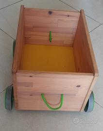 Contenitore legno con rotelle