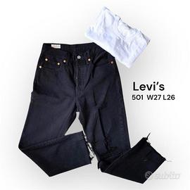 Jeans Levi's 501 w 27 strappato donna nero premium