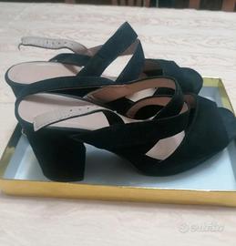Sandali con tacco velluto nero n. 39 
