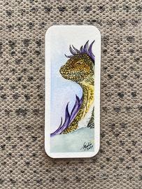 Segnalibro ad acquerello originale - drago Astuto