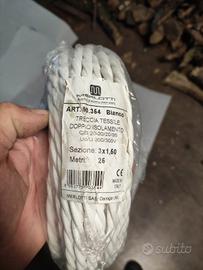 treccia tessile bianca cavo elettrico 3x1,5mm 20mt