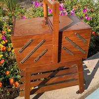 Porta cucito in legno anni' 70