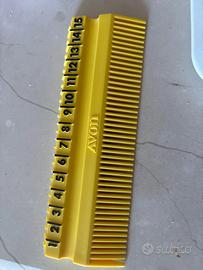 Pettine vintage AVON giallo con righello