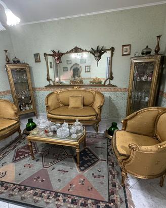 Salotto originale stile Luigi XIV in foglia oro