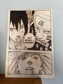 Quadro pirografato - Sasuke & Naruto vs Madara