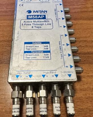 Multiswitch Attivo Mitan M58AP – 8 Uscite SAT + TV