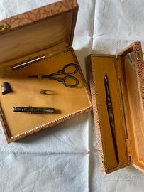 Set Cucito Antico in Argento 800 d’Epoca con Cust.