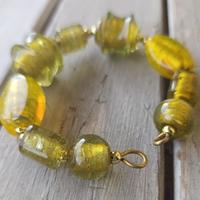 Bracciale rigido in vetro di Murano verde/oro