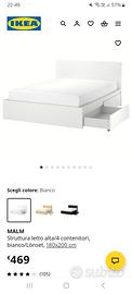 letto alto ikea malm con 4 contenitori