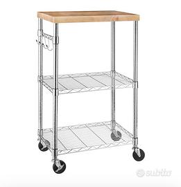 Carrello Cucina Legno e Acciaio