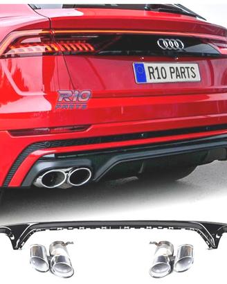 DIFFUSORE AUDI Q8 18-23 LOOK SQ8 NERO + TERMINALI 