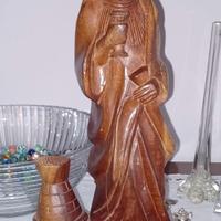 STATUINA LEGNO CM. 41 SANTA BARBARA CON TORRE