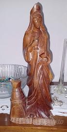 STATUINA LEGNO CM. 41 SANTA BARBARA CON TORRE