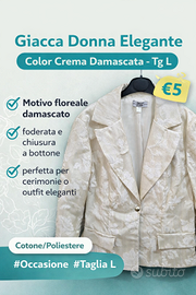 Giacca donna color crema effetto damascato Tg L
