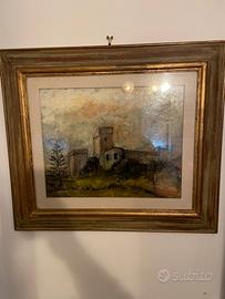 Dipinto a mano paesaggio con castello