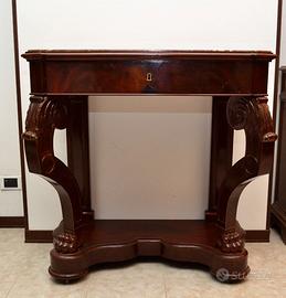 Consolle antica in stile Impero con piano in marmo