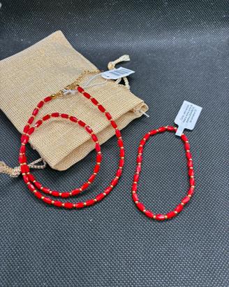 Collanina più bracciale vetro acciaio